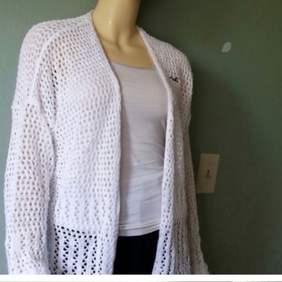 New Hollister White Open Stitched Cardigan - Picture 2 of 4